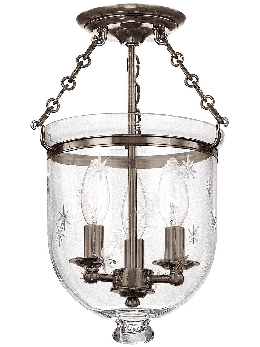 Hampton Bell Jar Ceiling Light with Etched Star Pattern